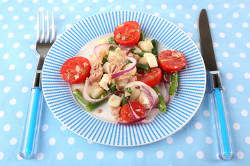 Fresh breakfast consisting of vegetable salad served