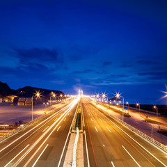 Fototapeta na wymiar Highway at night in long exposure