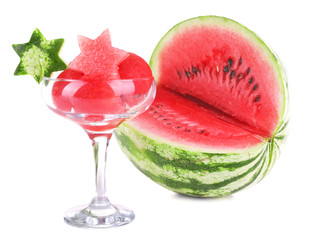 Watermelon in goblet isolated on white