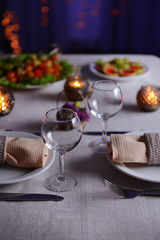 Table setting in restaurant
