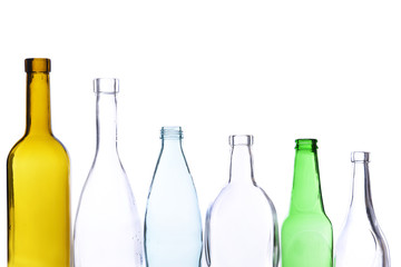 Empty glass bottles isolated on white