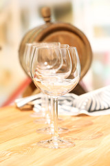 Wine glasses on table, close-up