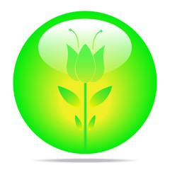 Eco symbol. flower in glossy ball vector Illustration