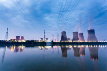 Thermal power plant at night