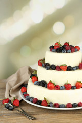 Beautiful wedding cake with berries