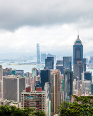 Fototapeta na wymiar View of high rises from Hong Kong Park in Hong Kong, China