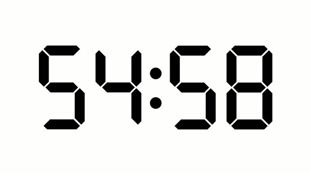 Digital clock countdown from sixty to zero - full HD