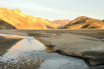 Исландия, закат в долине Ландманналёйгар
