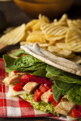 Healthy Grilled Chicken Pesto Flatbread