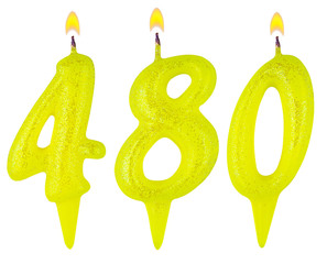 candles number four hundreds eighty isolated on white background