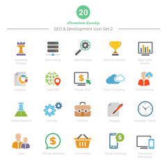 Set of Full Color SEO and Development icons Set 2