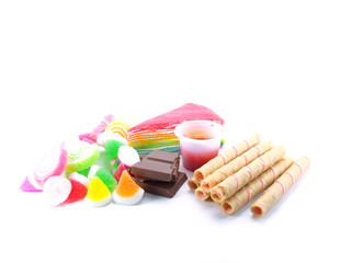 various of sweetmeat on white background