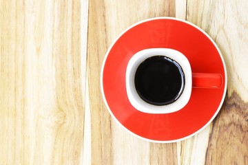 Black coffee on wood