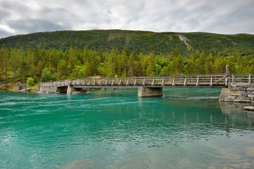 Norwegia , most, krajobraz wiejski