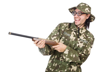 Funny soldier isolated on the white