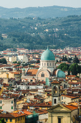 Fototapeta na wymiar Jewish Synagogue of Florence from top