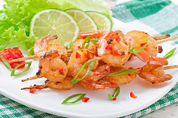 Shrimp grilled in garlic and soy caramel