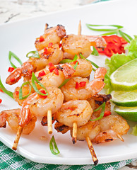 Shrimp grilled in garlic and soy caramel