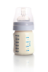 Milk in baby bottle