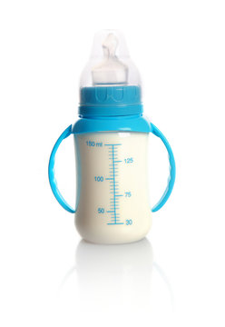 Milk in baby bottle