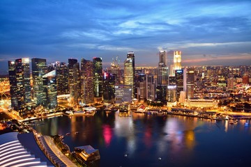 Fototapeta na wymiar Singapore city bay area night view 