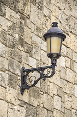 wall lamp with stone background