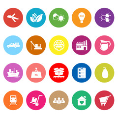 Supply chain and logistic flat icons on white background