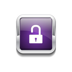 Unlock Rounded Corner Square Purple Vector Web Button Icon