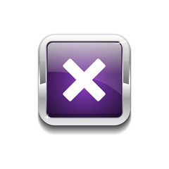 Obraz premium Cross Rounded Corner Square Purple Vector Web Button Icon