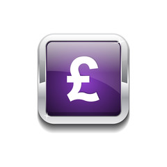 Pound Currency Sign Square Vector Purple Web Icon Button