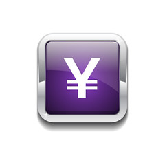 Yen Currency Sign Square Vector Purple Web Icon Button