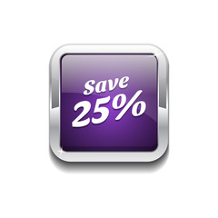 save 25 Percent Glossy Shiny Rounded Corner Vector Button