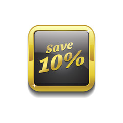 Save 10 Percent Glossy Shiny Square Vector Button