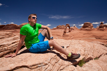 USA - man in Arches national park