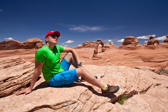 USA - man in Arches national park