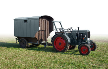 historic tractor with trailer