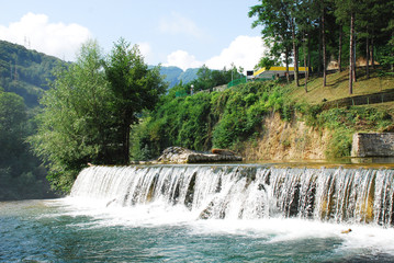 River Cascade Near Jajce Waterfall