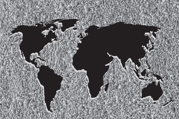 Black Continental of World Map