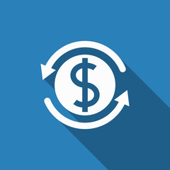 money convert icon with long shadow