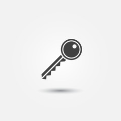 Simple key icon - black vector key symbol