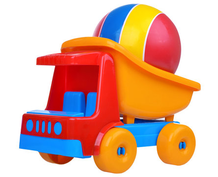 Beach kit with toy car and ball