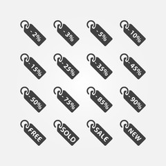Vector discount icons - advertising sale symbols