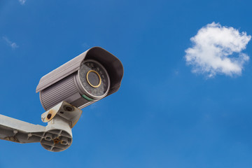 Security Camera CCTV With Cloud and Sky