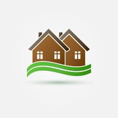 Bright real estate icon - vector brow house symbol