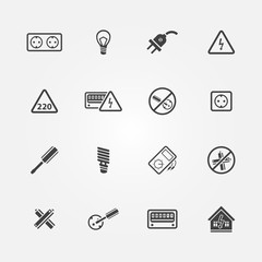 Electricity icons - vector set of home electricity symbols