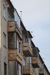 Fototapeta na wymiar wooden balconies