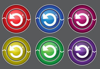 Fototapeta premium Reset Circular Vector Colorful Web Icon Set Button