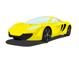 Yellow Luxury Sportscar isolated vector illustration