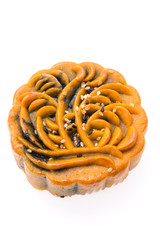 Moon cake isolated on white