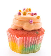 Colorful cupcakes isolated on white